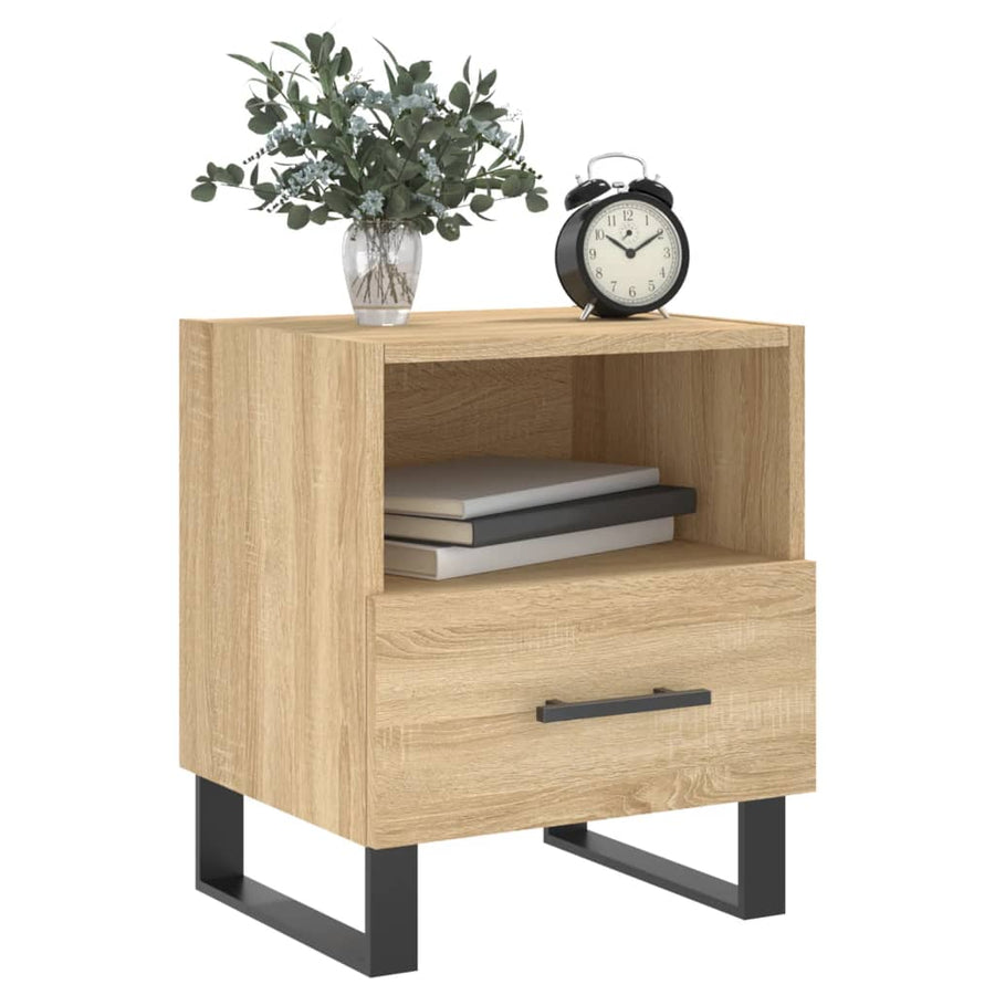 Nachtkastje 40X35X47,5 Cm Bewerkt Hout Kleurig 1 Sonoma eiken