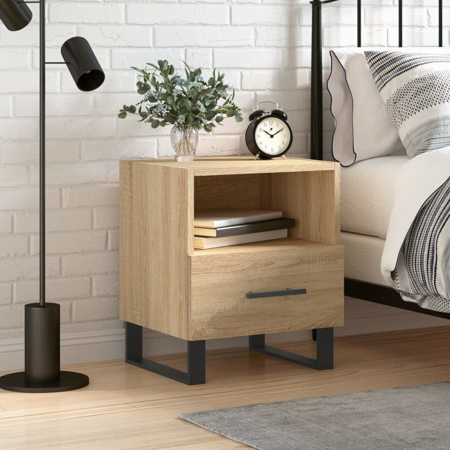 Nachtkastje 40X35X47,5 Cm Bewerkt Hout Kleurig 1 Sonoma eiken