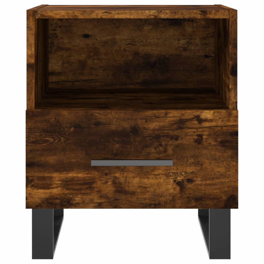 Nachtkastje 40X35X47,5 Cm Bewerkt Hout Kleurig 1 Gerookt eiken