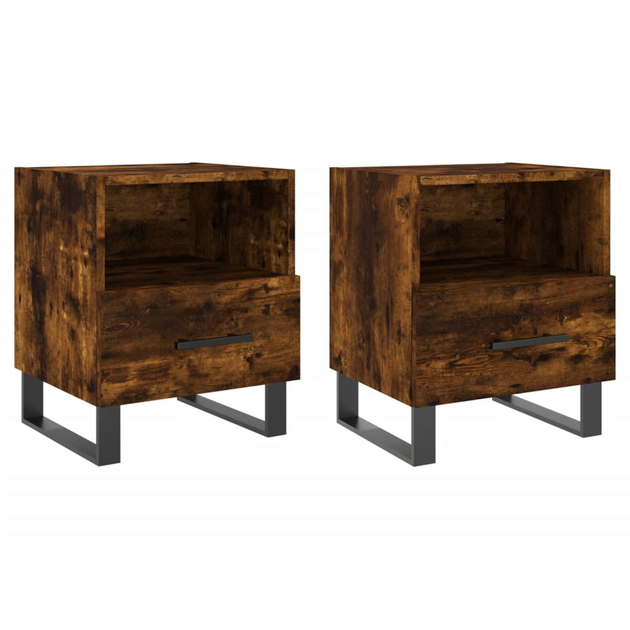 Nachtkastjes 40X35X47,5 Cm Bewerkt Hout Kleur 2 Gerookt eiken