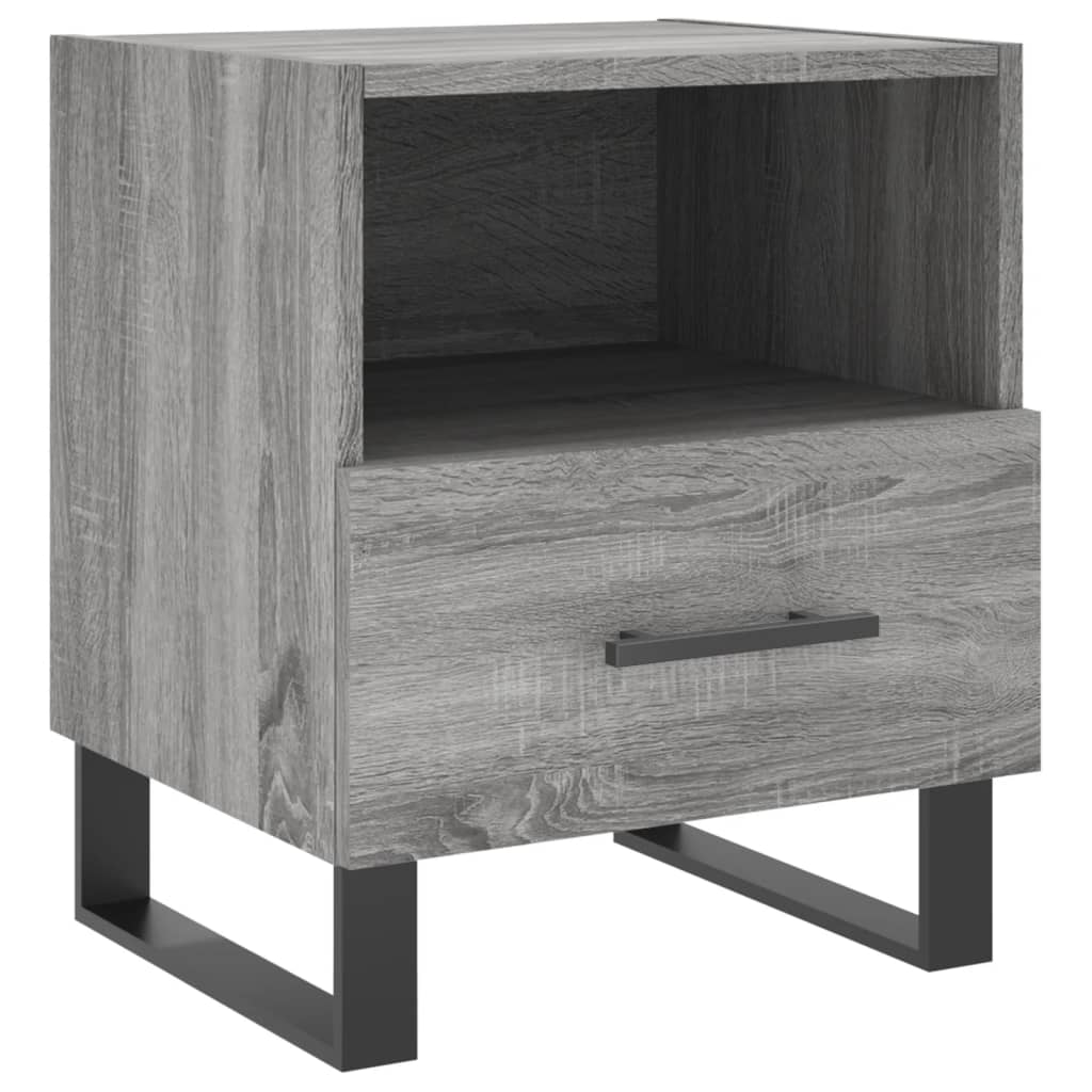 Nachtkastje 40X35X47,5 Cm Bewerkt Hout Eikenkleur 1 Grijs sonoma