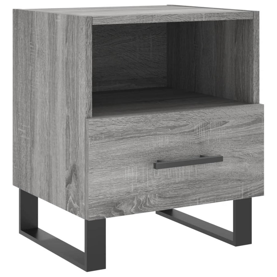 Nachtkastje 40X35X47,5 Cm Bewerkt Hout Eikenkleur 1 Grijs sonoma