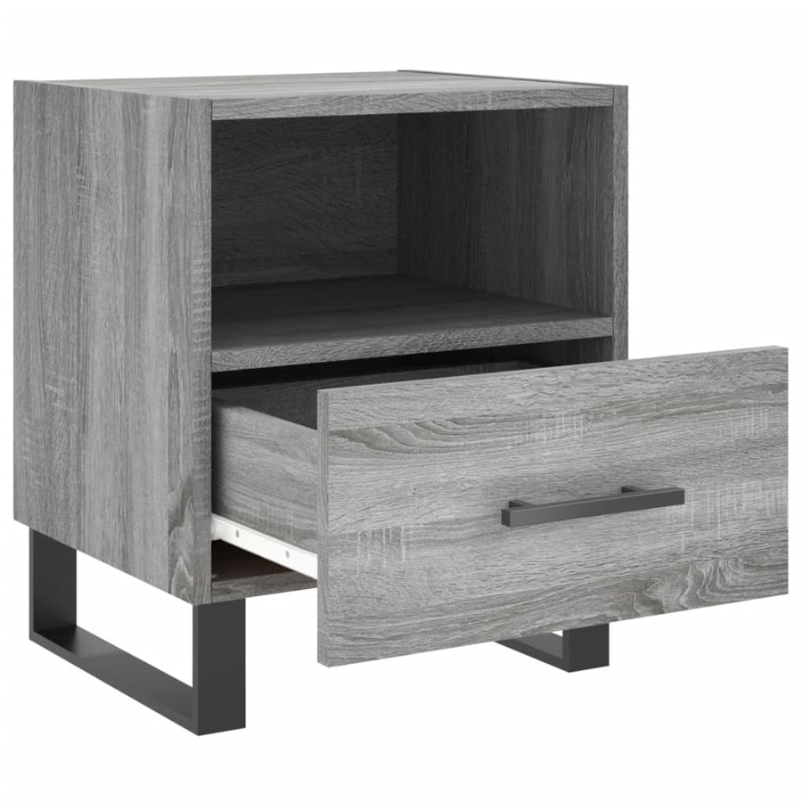 Nachtkastje 40X35X47,5 Cm Bewerkt Hout Eikenkleur 1 Grijs sonoma