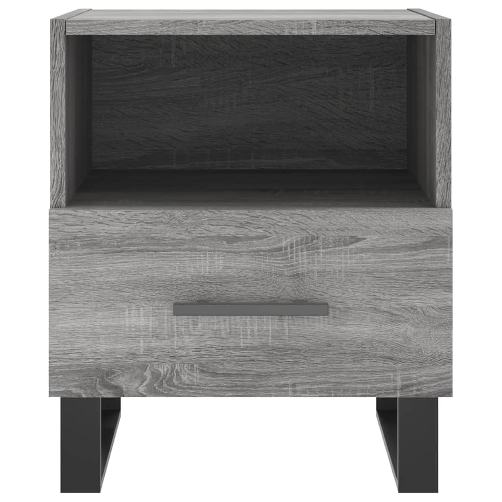 Nachtkastje 40X35X47,5 Cm Bewerkt Hout Eikenkleur 1 Grijs sonoma