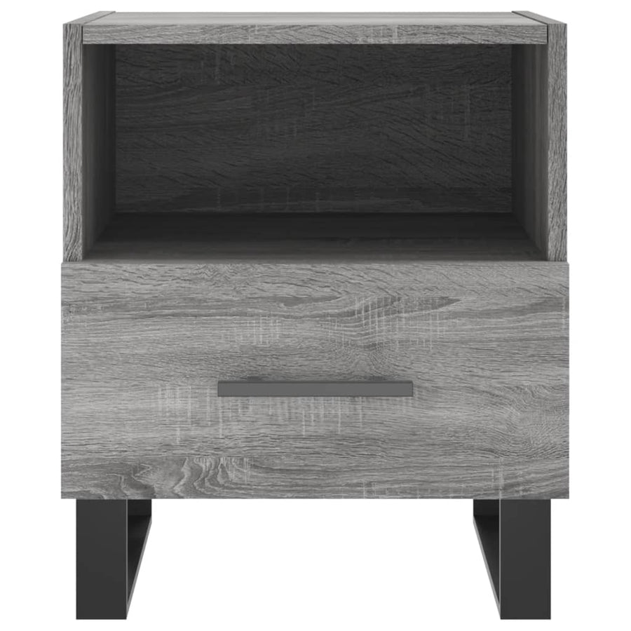 Nachtkastje 40X35X47,5 Cm Bewerkt Hout Eikenkleur 1 Grijs sonoma