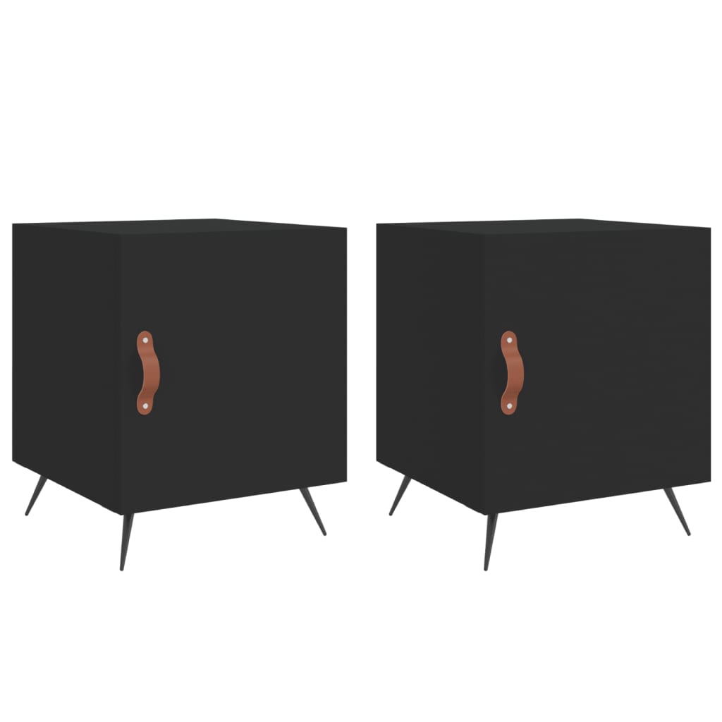 Nachtkastjes 2 St 40X40X50 Cm Bewerkt Hout Zwart