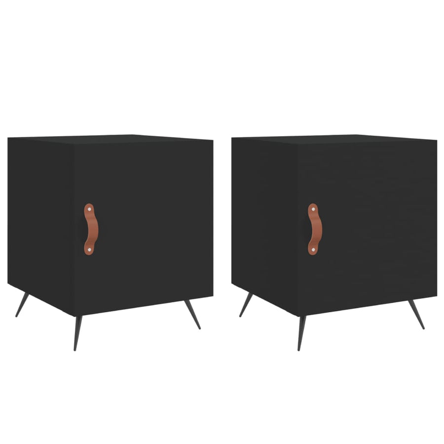 Nachtkastjes 2 St 40X40X50 Cm Bewerkt Hout Zwart