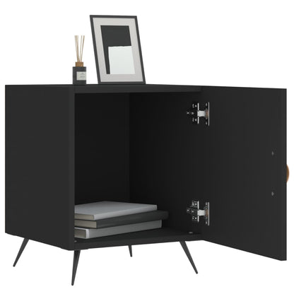 Nachtkastjes 2 St 40X40X50 Cm Bewerkt Hout Zwart