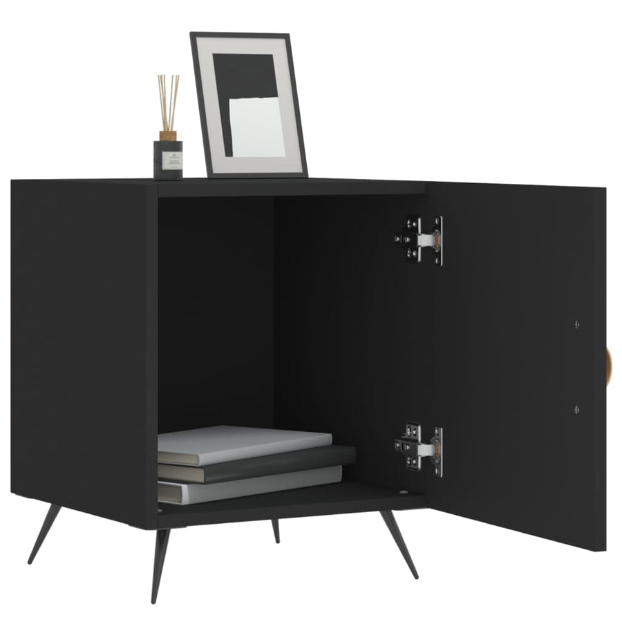 Nachtkastjes 2 St 40X40X50 Cm Bewerkt Hout Zwart