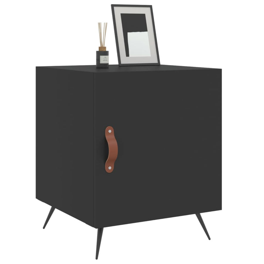 Nachtkastjes 2 St 40X40X50 Cm Bewerkt Hout Zwart