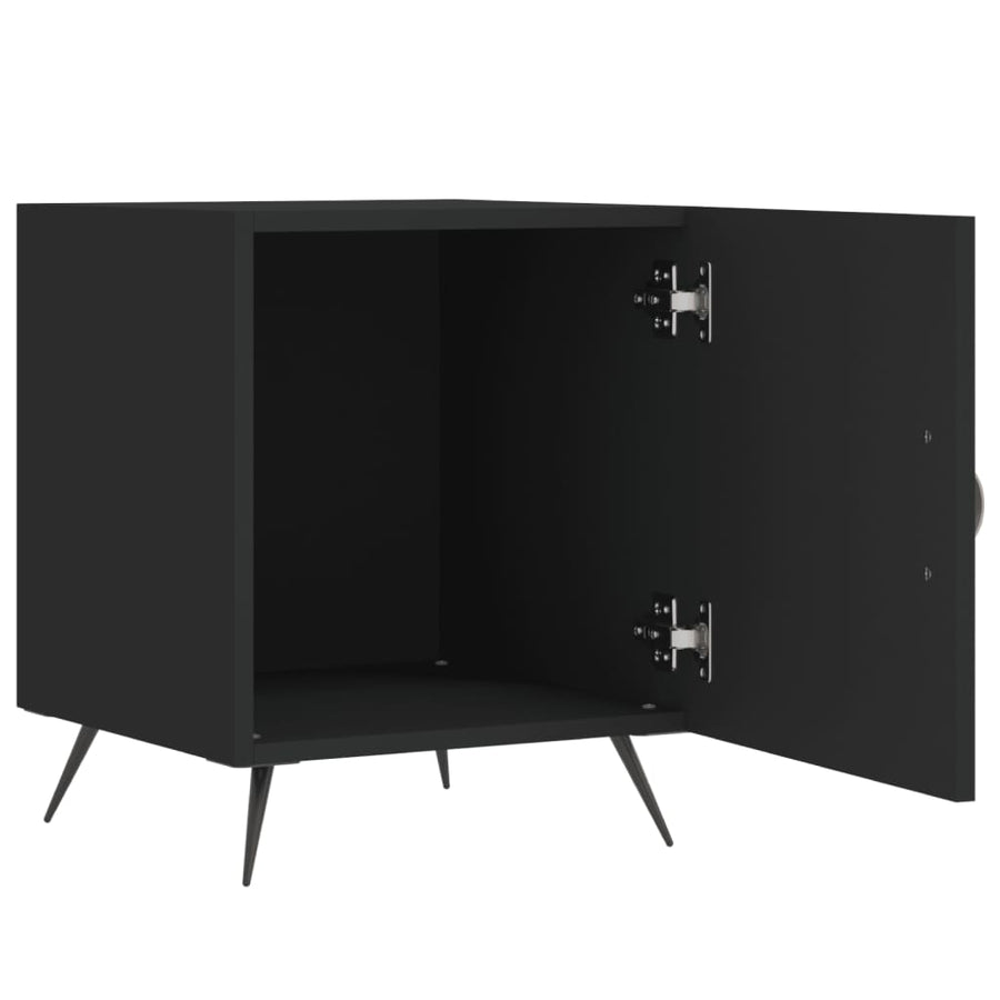 Nachtkastjes 2 St 40X40X50 Cm Bewerkt Hout Zwart