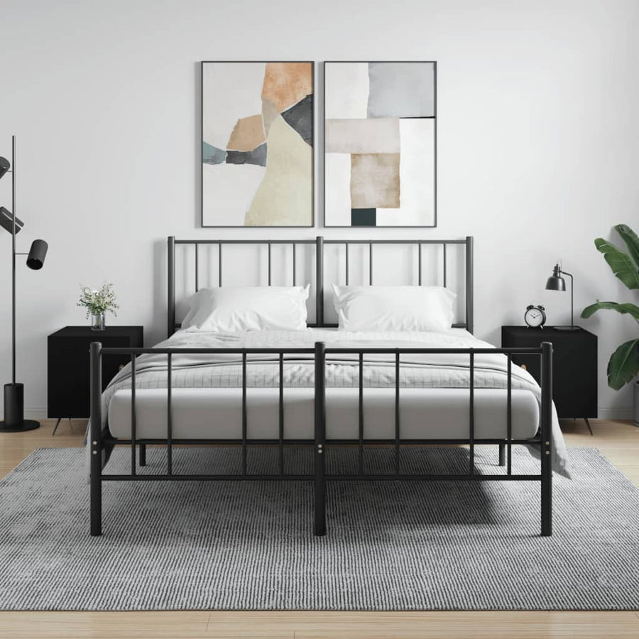 Nachtkastjes 2 St 40X40X50 Cm Bewerkt Hout Zwart