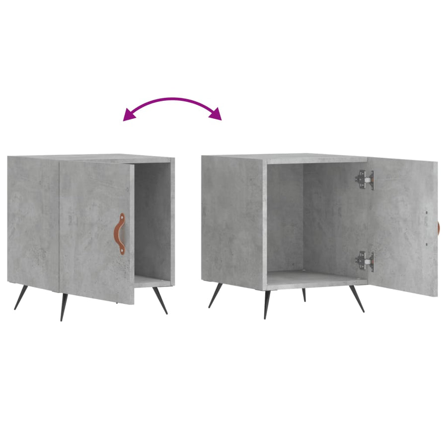 Nachtkastjes 2 St 40X40X50 Cm Bewerkt Hout Betongrijs