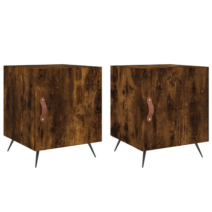 Nachtkastjes 40X40X50 Cm Bewerkt Hout Kleurig 2 Gerookt eiken