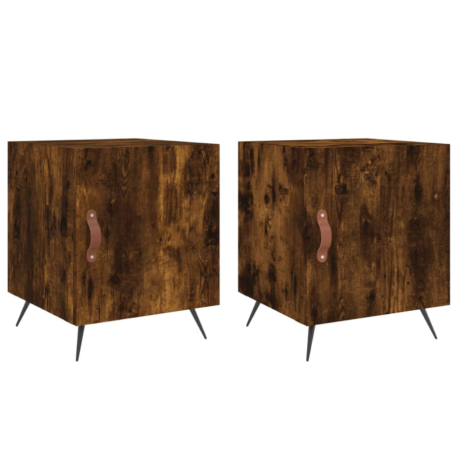 Nachtkastjes 40X40X50 Cm Bewerkt Hout Kleurig 2 Gerookt eiken