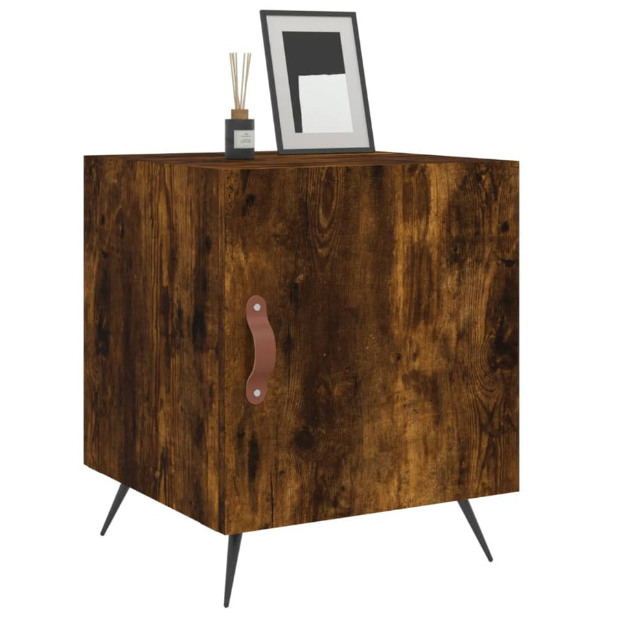 Nachtkastjes 40X40X50 Cm Bewerkt Hout Kleurig 2 Gerookt eiken