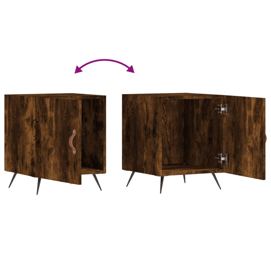 Nachtkastjes 40X40X50 Cm Bewerkt Hout Kleurig 2 Gerookt eiken
