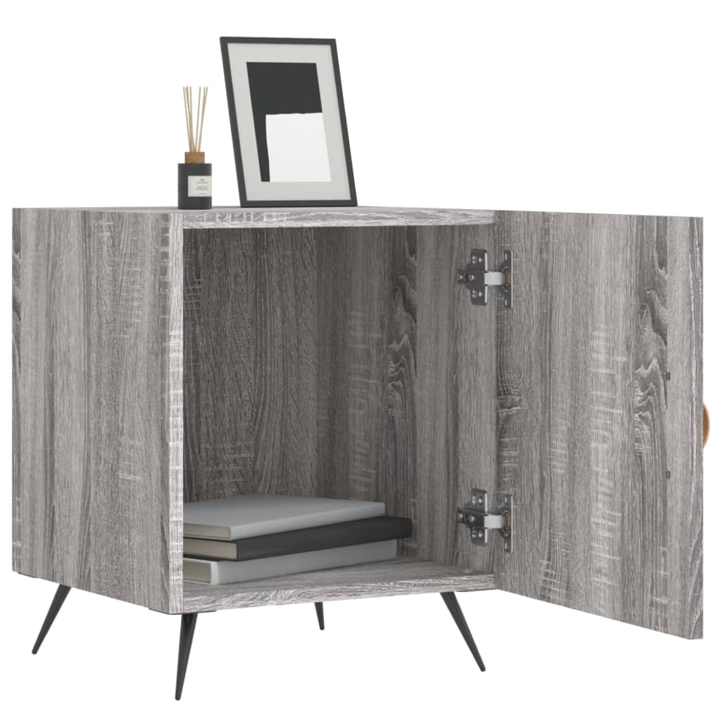 Nachtkastjes 40X40X50 Cm Bewerkt Hout Eiken 2 Grijs sonoma