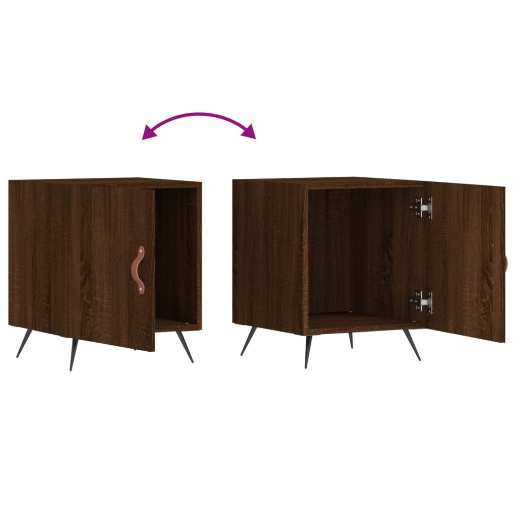 Nachtkastjes 2 St 40X40X50 Cm Bewerkt Hout Bruin Eikenkleur