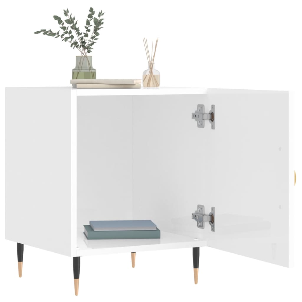 Nachtkastjes 2 St 40X40X50 Cm Bewerkt Hout Hoogglans Wit