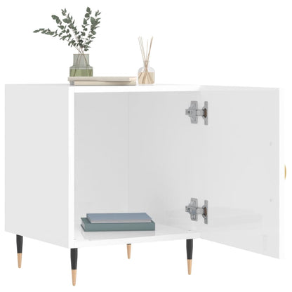 Nachtkastjes 2 St 40X40X50 Cm Bewerkt Hout Hoogglans Wit