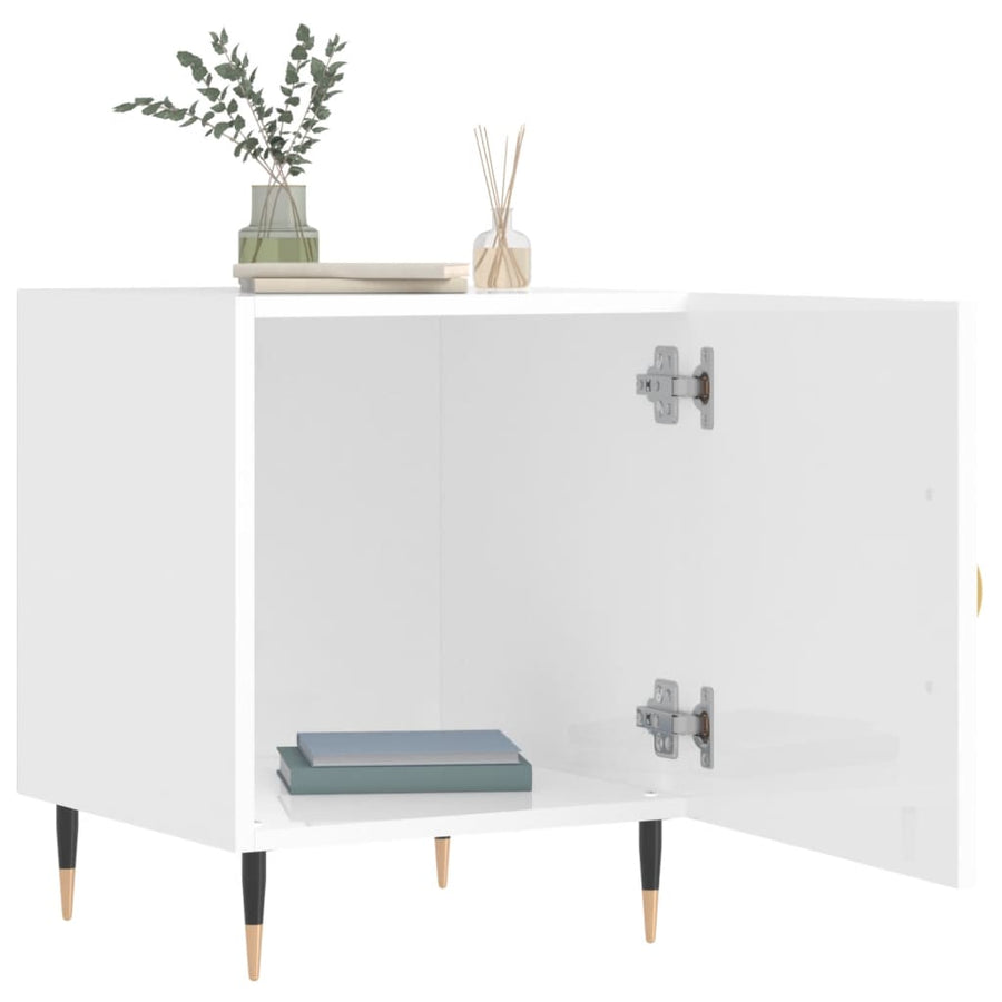 Nachtkastjes 2 St 40X40X50 Cm Bewerkt Hout Hoogglans Wit