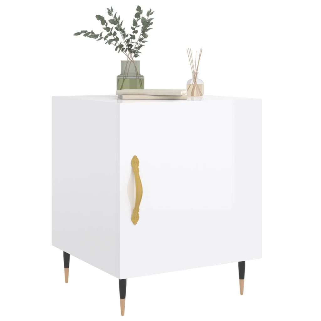 Nachtkastjes 2 St 40X40X50 Cm Bewerkt Hout Hoogglans Wit