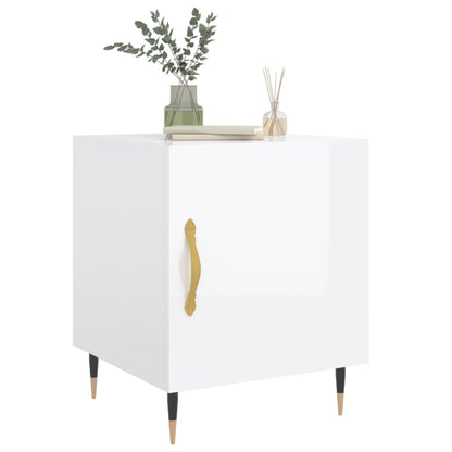 Nachtkastjes 2 St 40X40X50 Cm Bewerkt Hout Hoogglans Wit