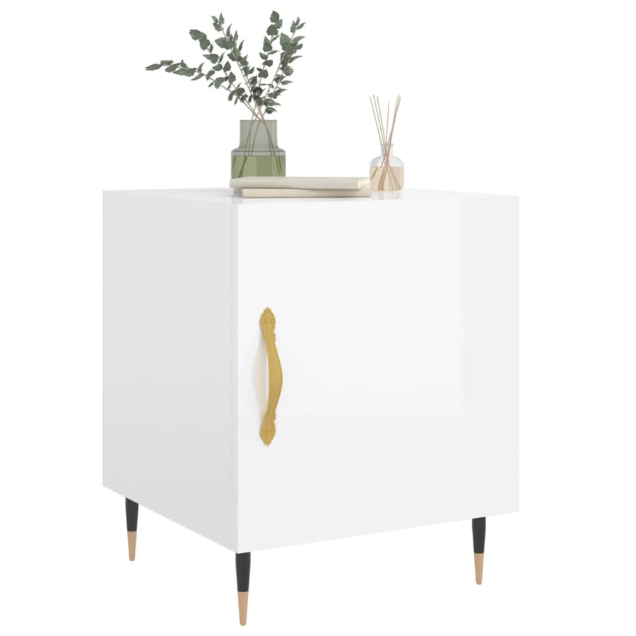 Nachtkastjes 2 St 40X40X50 Cm Bewerkt Hout Hoogglans Wit
