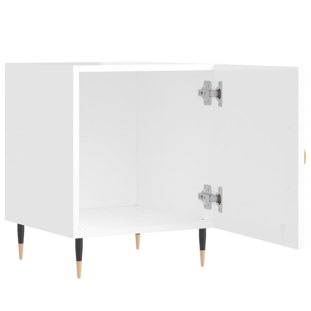 Nachtkastjes 2 St 40X40X50 Cm Bewerkt Hout Hoogglans Wit