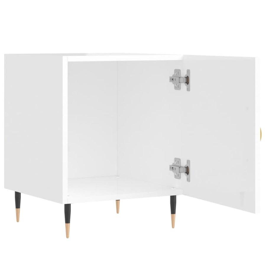 Nachtkastjes 2 St 40X40X50 Cm Bewerkt Hout Hoogglans Wit