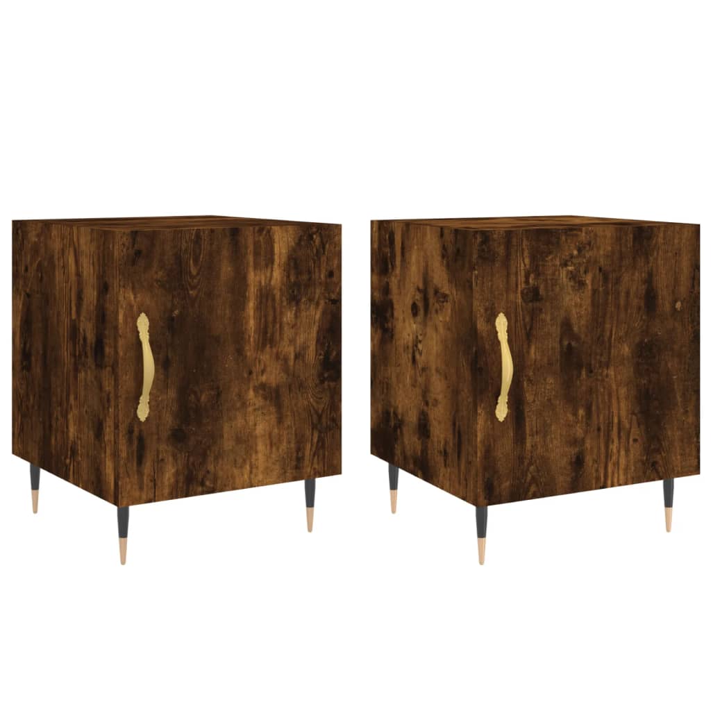 Nachtkastjes 2 St 40X40X50 Cm Bewerkt Hout Gerookt Eikenkleurig