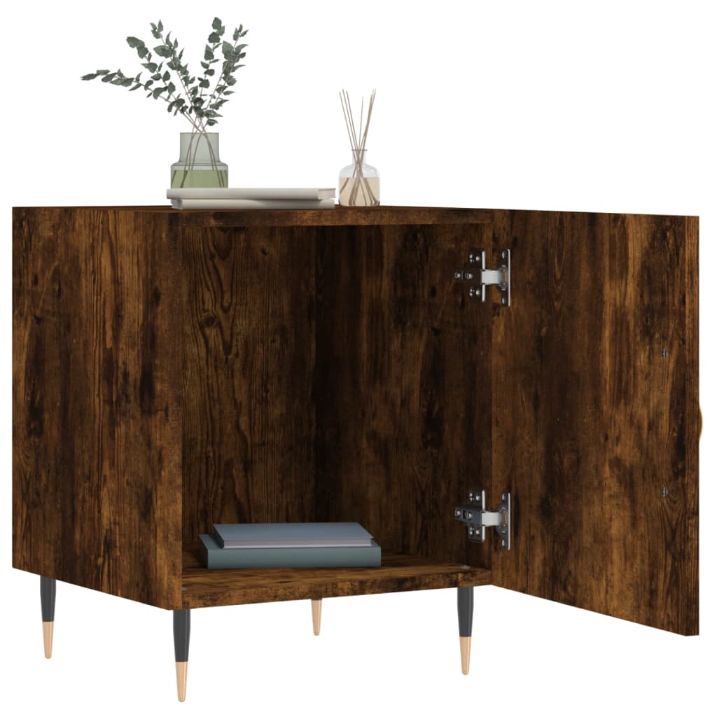 Nachtkastjes 2 St 40X40X50 Cm Bewerkt Hout Gerookt Eikenkleurig