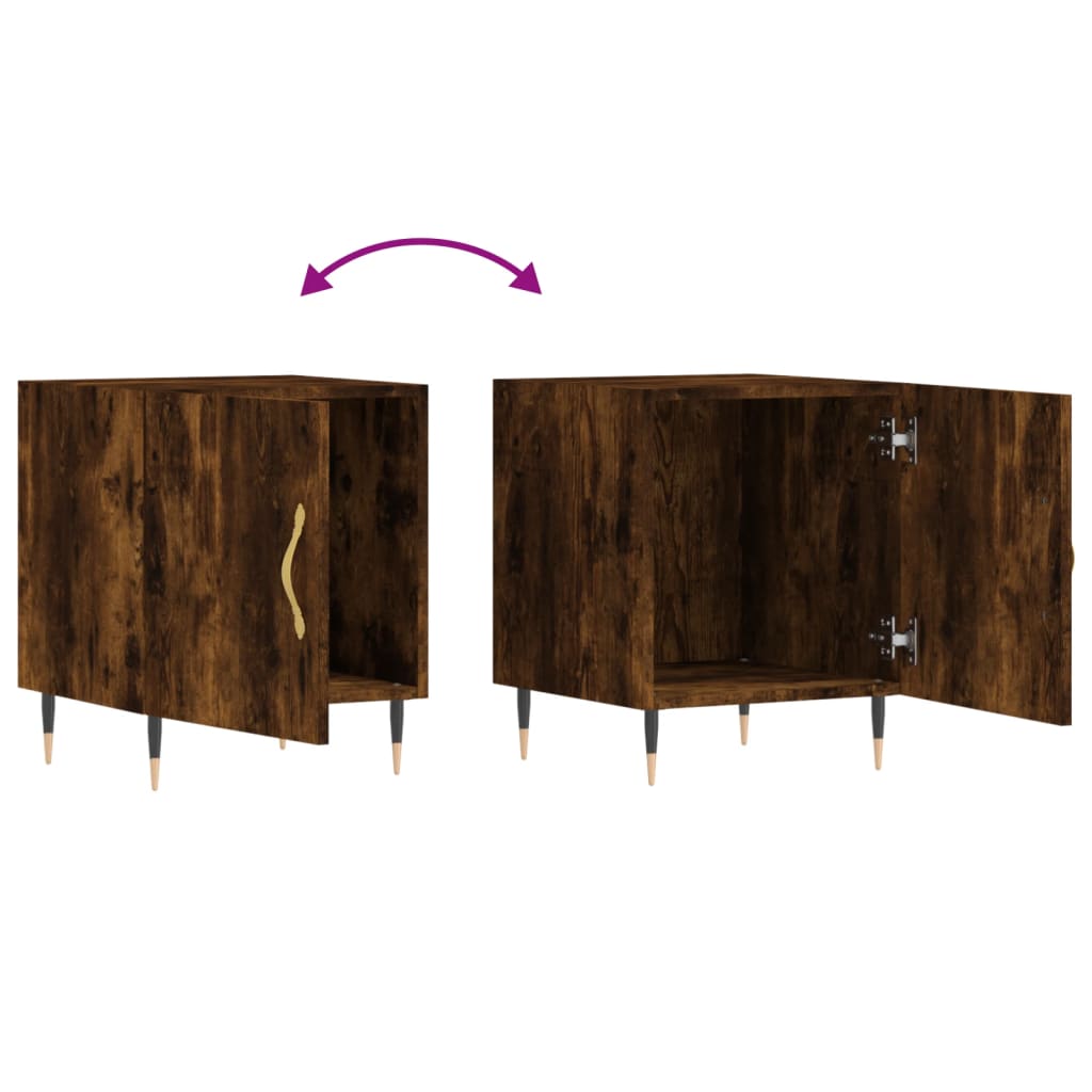 Nachtkastjes 2 St 40X40X50 Cm Bewerkt Hout Gerookt Eikenkleurig