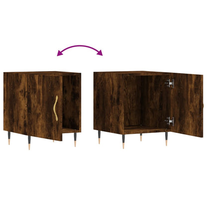 Nachtkastjes 2 St 40X40X50 Cm Bewerkt Hout Gerookt Eikenkleurig