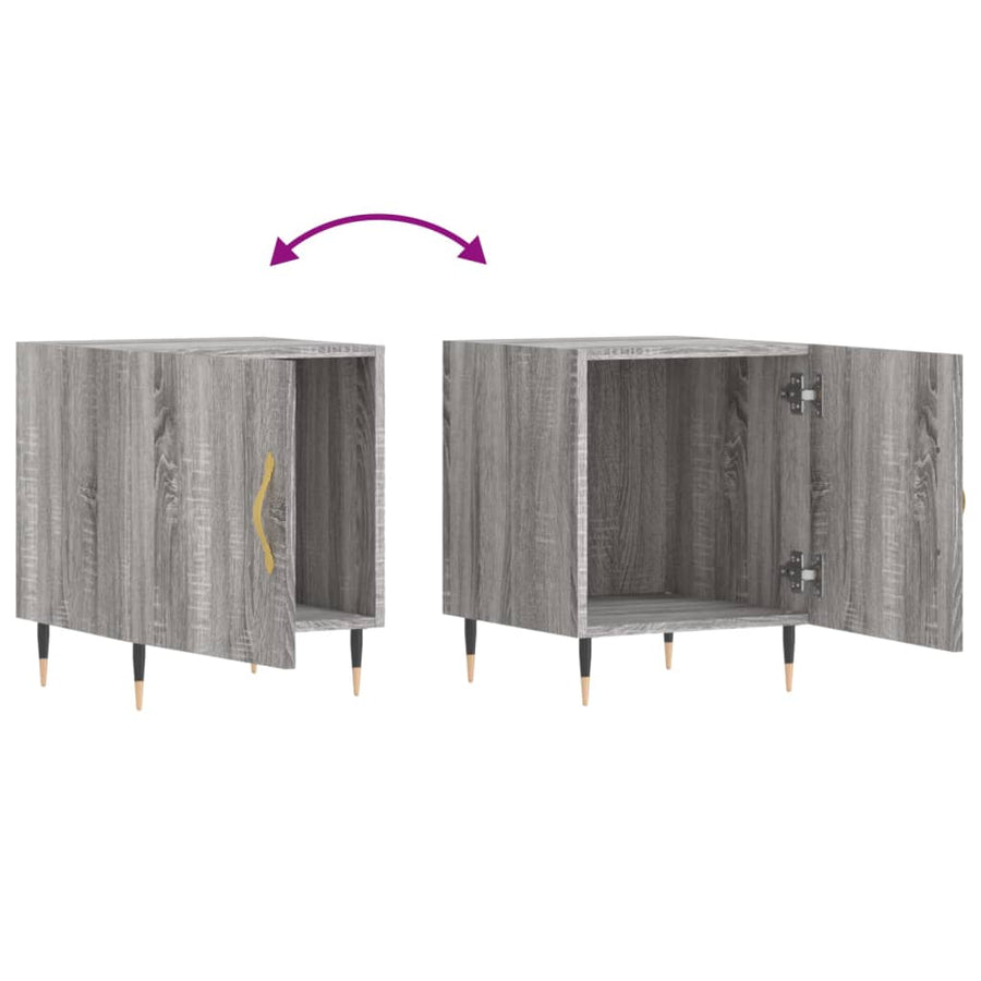 Nachtkastje 40X40X50 Cm Bewerkt Hout Grijs Sonoma Eikenkleurig