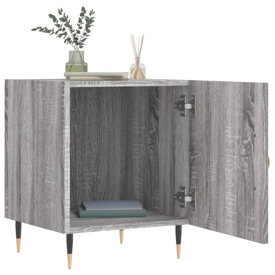 Nachtkastje 40X40X50 Cm Bewerkt Hout Grijs Sonoma Eikenkleurig