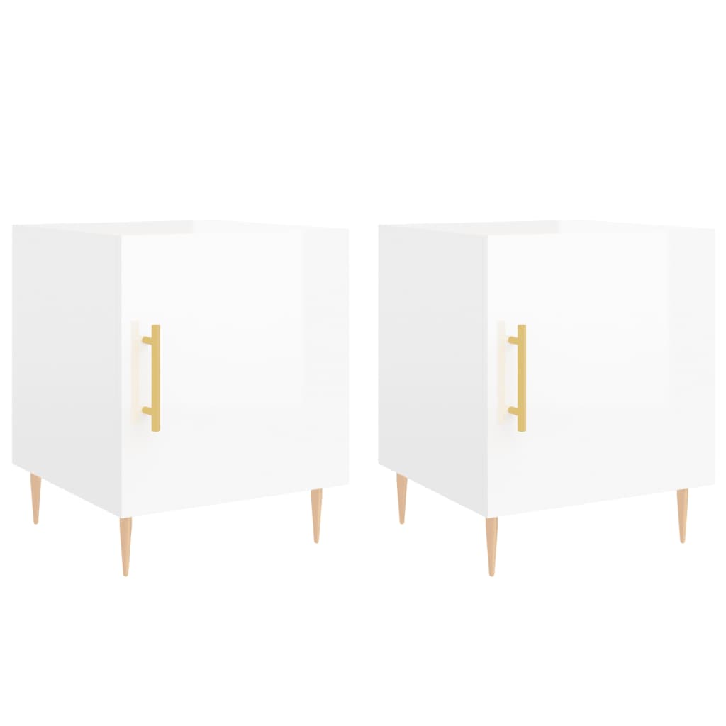 Nachtkastjes 40X40X50 Cm Bewerkt Hout 2 Hoogglans wit