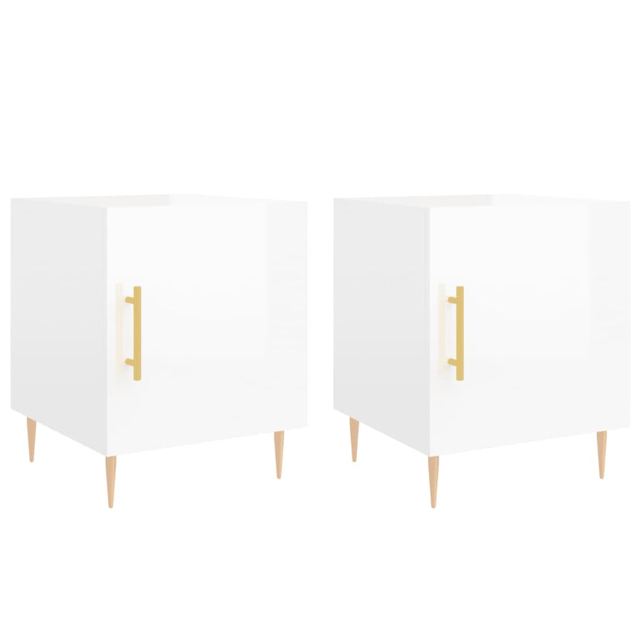 Nachtkastjes 40X40X50 Cm Bewerkt Hout 2 Hoogglans wit