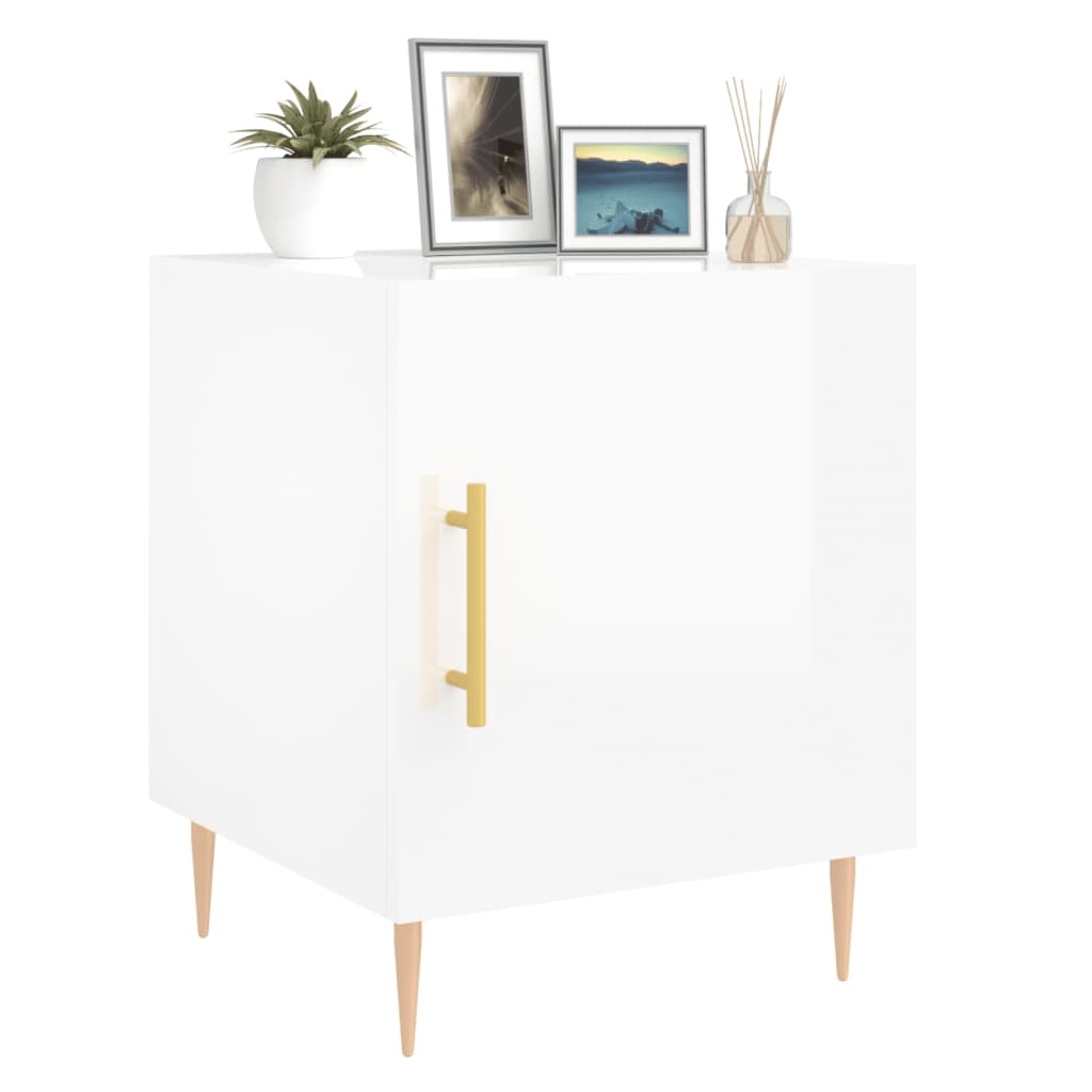 Nachtkastjes 40X40X50 Cm Bewerkt Hout 2 Hoogglans wit