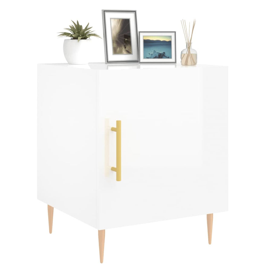 Nachtkastjes 40X40X50 Cm Bewerkt Hout 2 Hoogglans wit