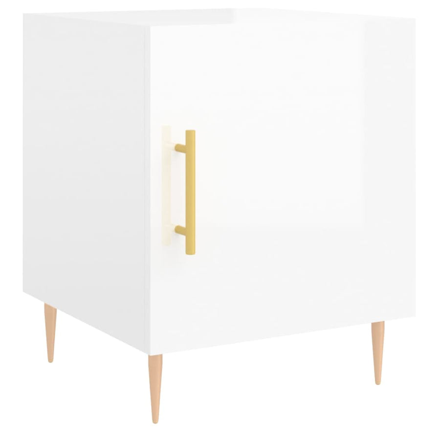 Nachtkastjes 40X40X50 Cm Bewerkt Hout 2 Hoogglans wit