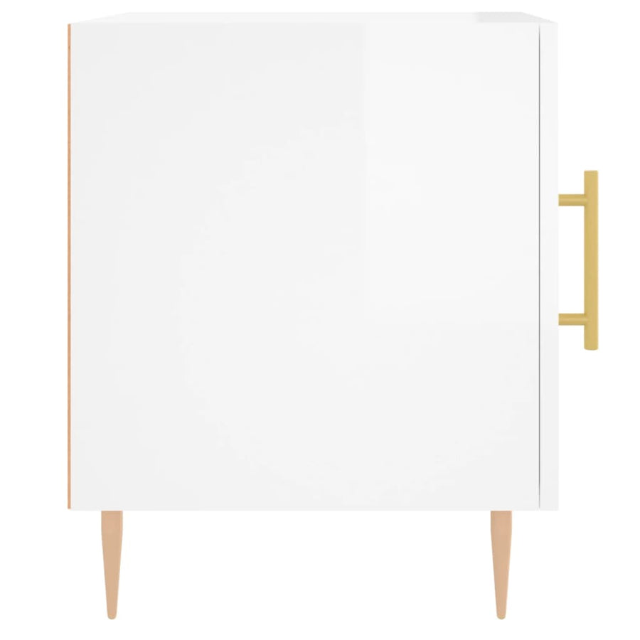 Nachtkastjes 40X40X50 Cm Bewerkt Hout 2 Hoogglans wit