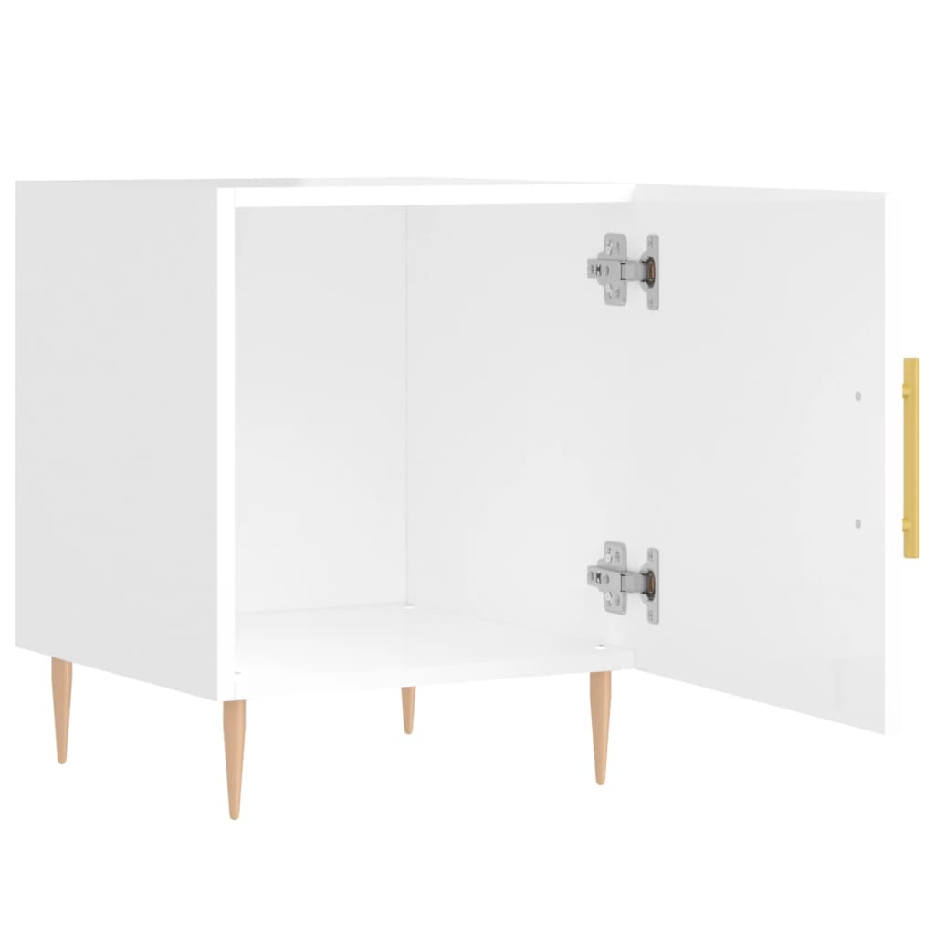 Nachtkastjes 40X40X50 Cm Bewerkt Hout 2 Hoogglans wit