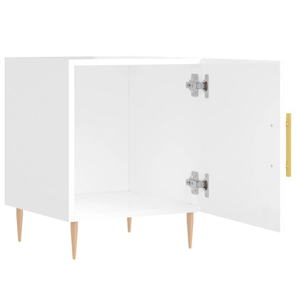 Nachtkastjes 40X40X50 Cm Bewerkt Hout 2 Hoogglans wit