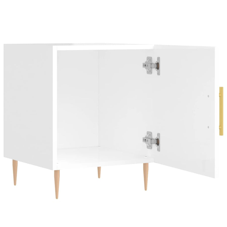 Nachtkastjes 40X40X50 Cm Bewerkt Hout 2 Hoogglans wit