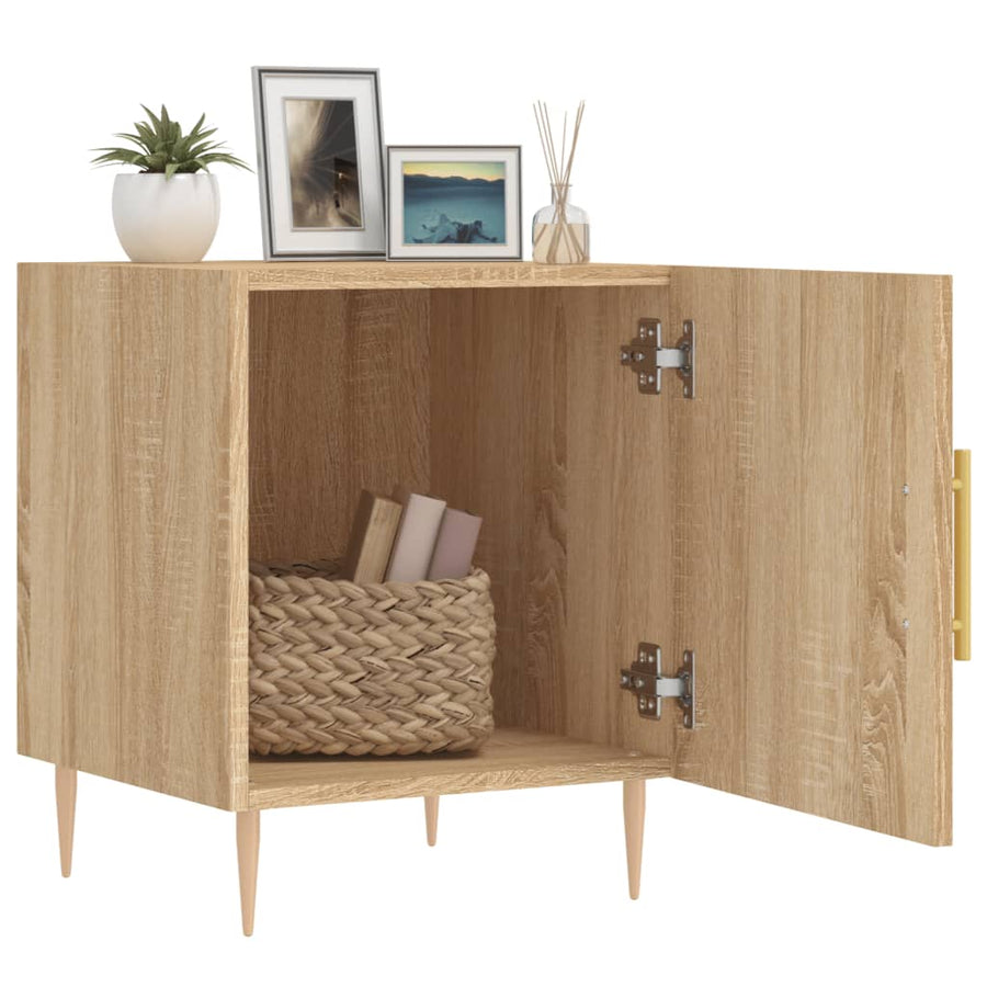 Nachtkastjes 40X40X50 Cm Bewerkt Hout Kleurig 2 Sonoma eiken