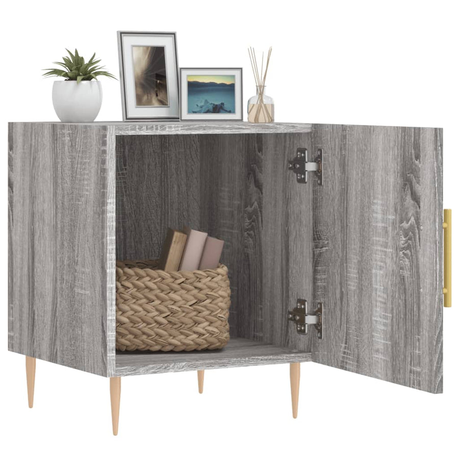 Nachtkastje 40X40X50 Cm Bewerkt Hout Eikenkleurig 1 Grijs sonoma