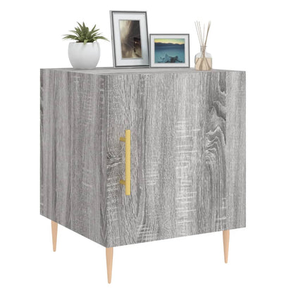 Nachtkastje 40X40X50 Cm Bewerkt Hout Eikenkleurig 1 Grijs sonoma