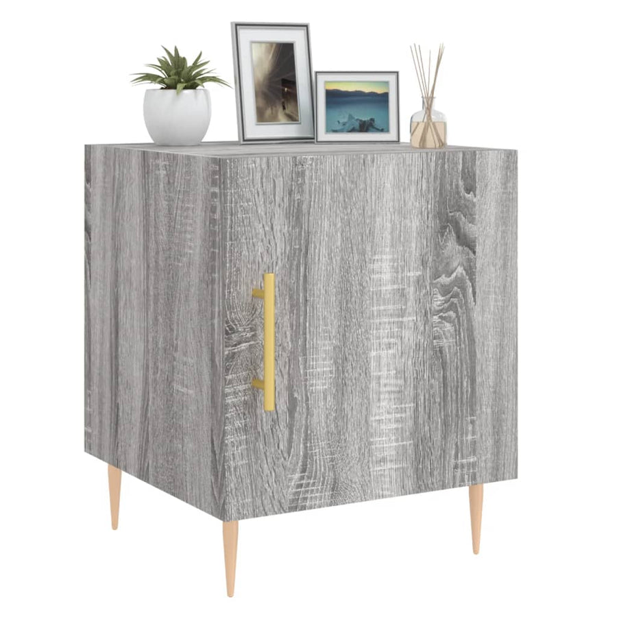 Nachtkastje 40X40X50 Cm Bewerkt Hout Eikenkleurig 1 Grijs sonoma